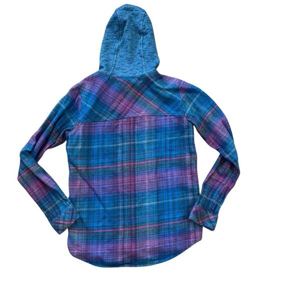 Columbia Hooded Plaid Button Down Shacket Women's S Outdoor Camp Cotton Casual - Picture 5 of 11